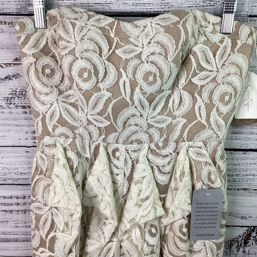 JESSICA SIMPSON SIZE 2 STRAPLESS PEARL LACE DRESS PARTY SUMMER WEDDING - Picture 6 of 16